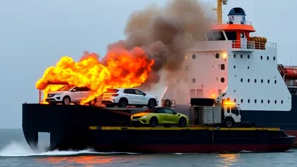 Explozia unei mașini electrice la bordul unei nave a dus la scufundarea acesteia în Atlantic. VW, chemat în instanță pentru despăgubiri