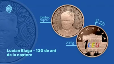 BNR lansează prima monedă colorată a României, dedicată lui Lucian Blaga
