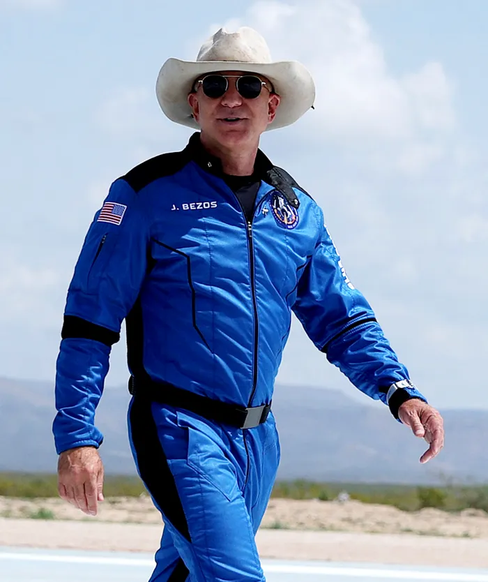Jeff Bezos after flying into space in 2021